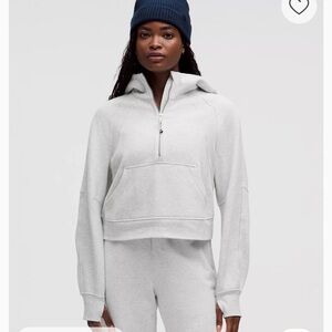 Lululemon heathered core ultra light grey oversized half zip Hoodie M/L